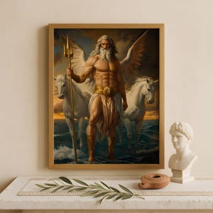 Poseidon Wall Art, God of the sea, Greek gods poster, Greek god decor, Greek gods wall art, Greek mythology, Greek god Poseidon art