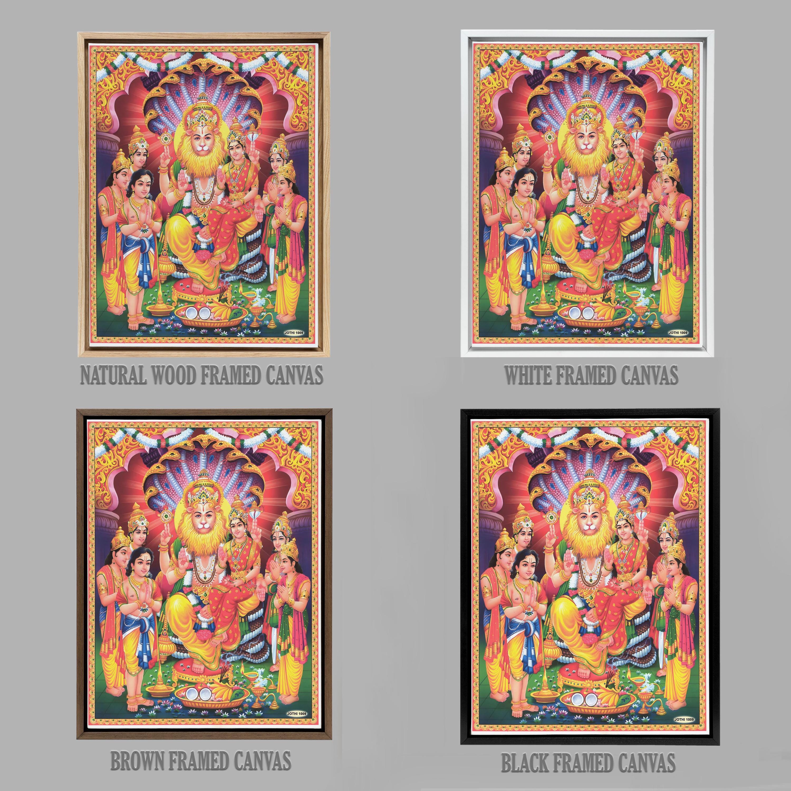 Conserva Lord Narsingh con Sheshnaag, poster decorativo e religioso stampato in HD con cornice. - Italia
