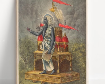 Dhumavati, Hindu Goddess Wall Art , Mahavidya, Goddess Dhumavati 1880 BC, Tantric Devi, Vintage Art, Indian God, Poster Print, Canvas