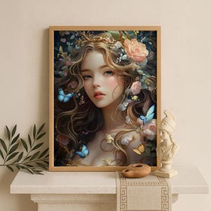 Aphrodite Wall Art, Greek Goddess of Beauty Print, Divine Feminine Decor, Ancient Greece-Inspired Painting, Greek Mythology Poster