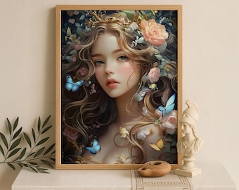 Aphrodite Wall Art, Greek Goddess of Beauty Print, Divine Feminine Decor, Ancient Greece-Inspired Painting, Greek Mythology Poster