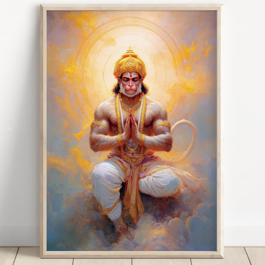 lord-hanuman-oil-painting-peaceful-bajrangbali-art-divine-hindu-deity