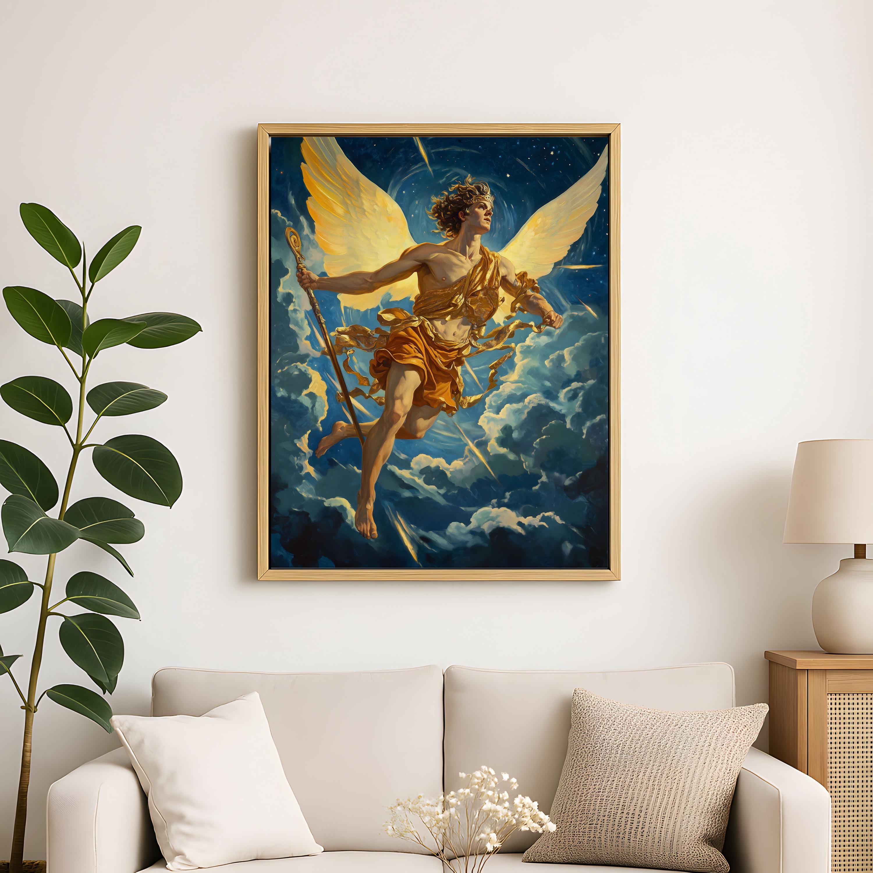 Stampa Su Tela Con Motivo Di Hermes, Dio Greco - Decorazione Parete 40x60 Cm, Stampa Ad Alta Risoluzione