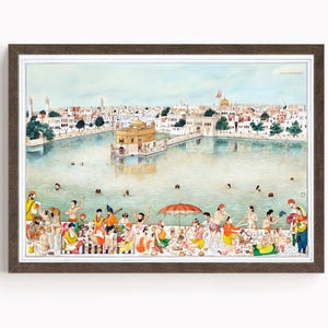 Sikh Art | Golden Temple | Sri Harmandir Sahib | Vintage Art Painting| Art by Bishan Singh Musavar Ambaratsr| Religious Art | Print | Canvas