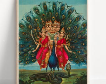 シヴァビンテージスタイルのインドのヒンズー教の信仰のポスター