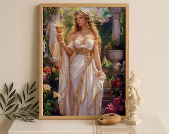 Hebe Wall Art, Greek Goddess of Youth Print, Divine Feminine Artwork, Ancient Greece Mythology Decor, Greek Poster, Divine Feminine Artwork