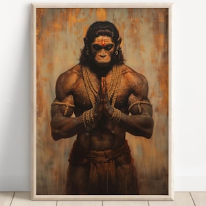 Hanuman Art, Lord Hanuman, Jai Bajarang Bali, Hanuman Art, Hindu God,  Hindu God Wall Art, Indian God, Canvas Print, Poster Print