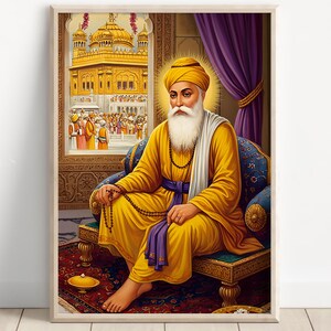 Sikh Art | Guru Nanak Dev | First Sikh Guru from 1469 to 1539 | Sikh Art Painting | Religious Art | Print | Canvas