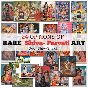 Shiv Parvati Wandbild - Göttliches Paar Poster oder Leinwand | Hinduistischer Gott & Göttin spirituelles Dekor für Haus, Tempel oder Meditationsraum