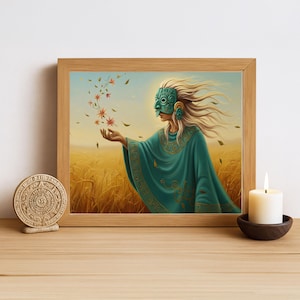 Aztec Wall Art, Ehecatl Art, Aztec God of Wind Decor, Aztec Mythology Artwork, Mexican Aztec Art, God of Breeze and Air