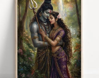 シヴァとパールヴァティ ヴィンテージスタイルのインドヒンドゥー教