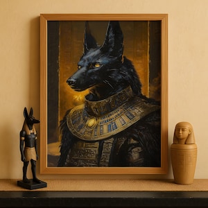 Egyptian God Anubis Print, Anubis Wall Art, Ancient Egyptian Mythology Decor, Jackal God of the Afterlife Artwork, Egyptian Art Print
