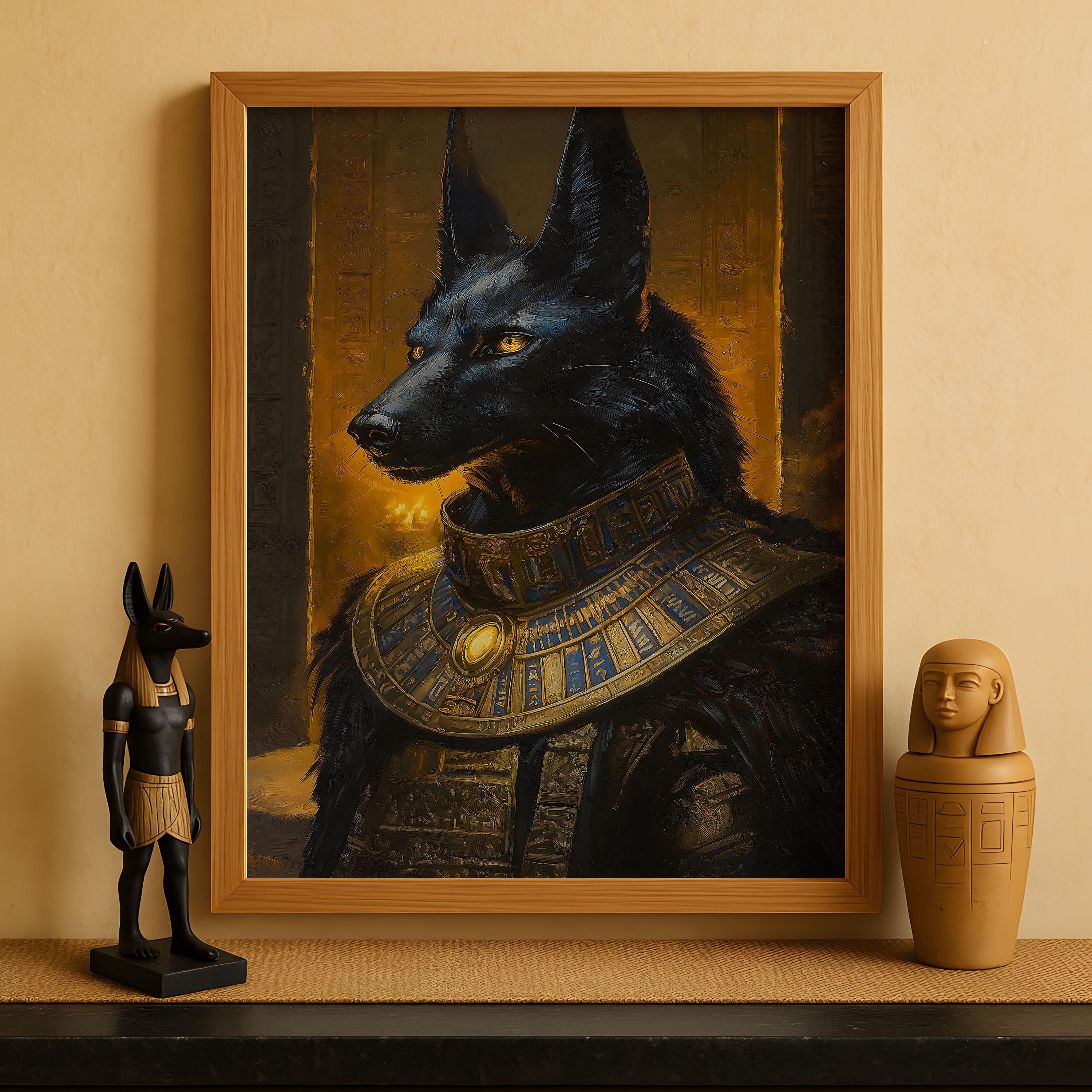 エジプト神アヌビスのプリント、アヌビスの壁アート、古代エジプト神話