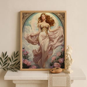 Aphrodite Wall Art, Greek Goddess of Beauty Print, Divine Feminine Decor, Ancient Greece-Inspired Painting, Greek Mythology Poster