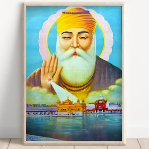 Guru Nanak Rare Vintage Print, Sikh Art, First Sikh Guru from 1469 to 1539, Vintage Sikh Art, Guru Nanak Poster, Guru Nanak Canvas