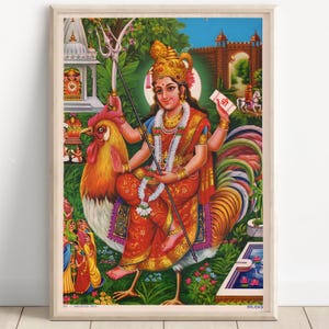 Bahuchara Mata, Bahuchara, Hindu Goddess Wall Art, , Wall Art, Indian God, Poster Print, Canvas