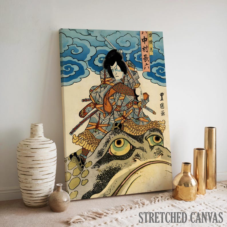 Jiraiya Giant Frog Samurai Print, Japanese Ukiyo-e Art, Kabuki Ninja ...