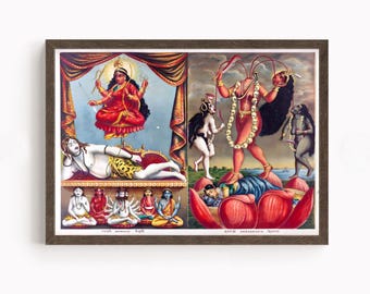 Cartel de Shodashi & Chhinnamasta / Arte mural divino Mahavidyas / Impresión de diosa hindú tántrica / Decoración espiritual sagrada india