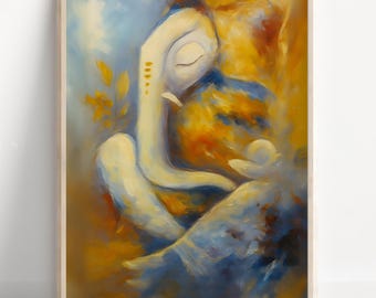 Ganesh Abstract Wall Art, Lord Ganesh, Ganesha, Hindu God Wall Art, Indian Miniature Art, Indian God, Ganesh Poster Print, Ganesh Canvas