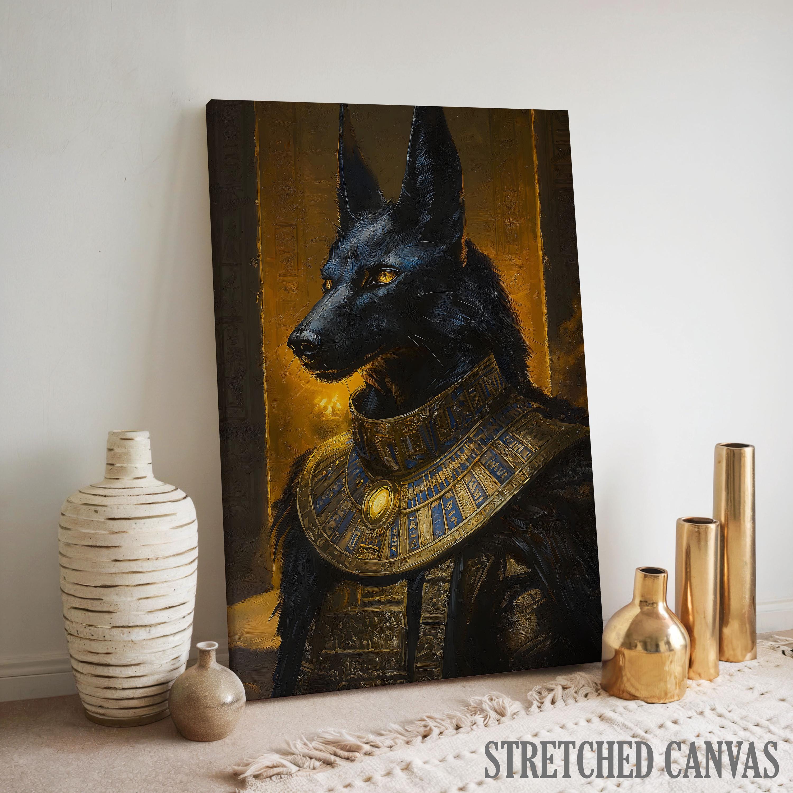 エジプト神アヌビスのプリント、アヌビスの壁アート、古代エジプト神話