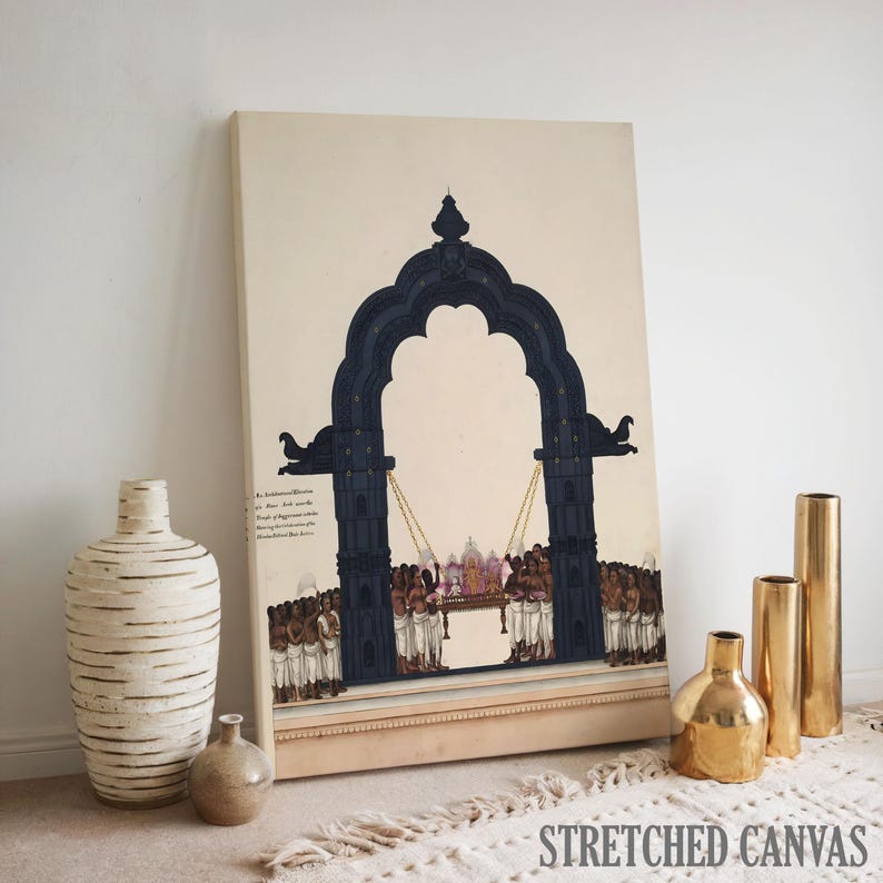 Hindu Temple Arch Procession Poster | Indian Sacred Ritual Art Print ...