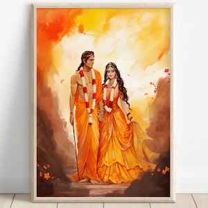 Shiva and Parvati, God Shiva, Parvati, Shiv Parvati Hindu God, Shiv Art, Indian God, Shiva Wall Art, Shiv Painting, Poster Print, Canvas