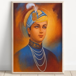 Guru Harkrishan Sahib Ji Portrait | Young Sikh Guru Wall Art | Spiritual Sikh Poster | Canvas & Framed Divine Sikhism Print