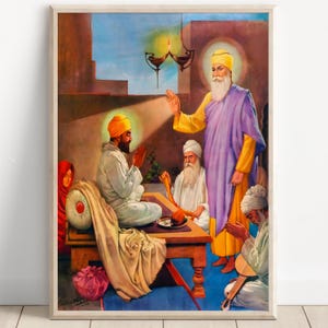 Guru Nanak Dev Ji Wall Art | Sikh Spiritual Poster | Sikhism Canvas Print | Framed Guru Art | Devotional Sikh Home Decor