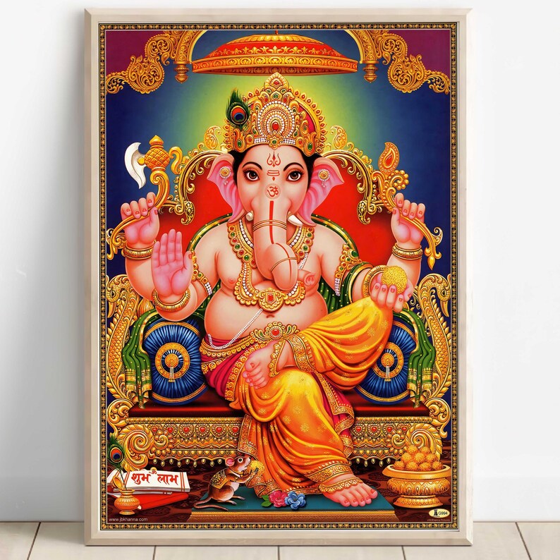 Ganesh, Lord Ganesh, Hindu God Wall Art, Vintage Art, Indian God
