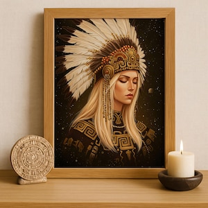 Aztec Wall Art, Coyolxauhqui Art, Aztec Moon Goddess Decor, Aztec Mythology Artwork, Mexican Aztec Art, Goddess of the Moon