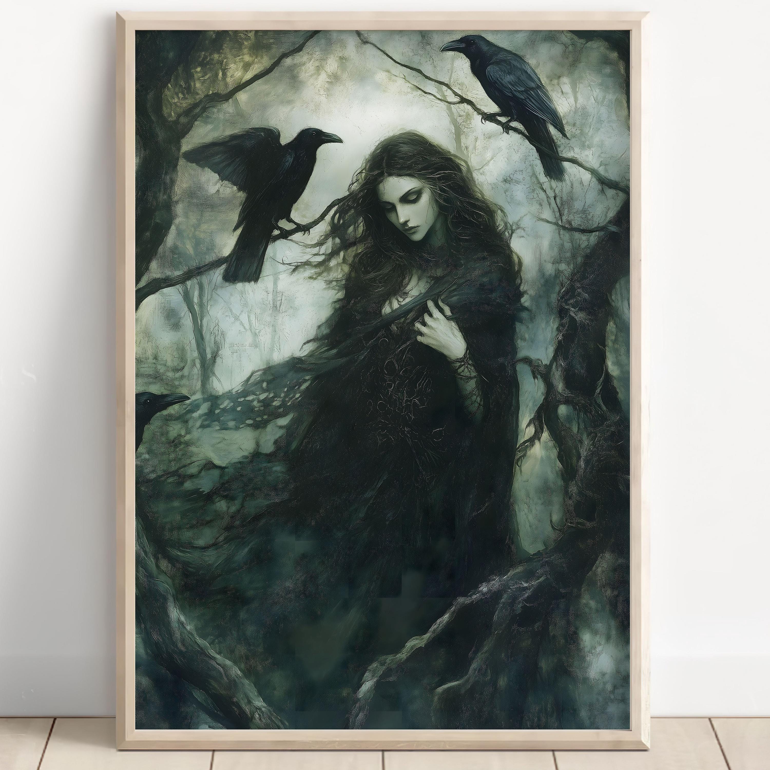 Morrigan Celtic Goddess Wall Art, Irish Mythology Print, Goddess