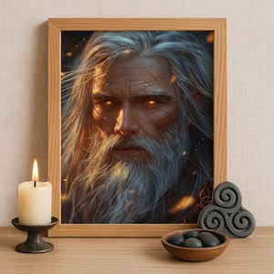 Dagda Celtic God Wall Art, Irish Mythology Print, God of Wisdom and Prosperity, Celtic Tonalism Decor, Ancient Celtic Spiritual Artwork