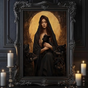 Hecate Wall Art, Greek Goddess of Magic and Witchcraft, Art Nouveau Decor, Divine Feminine Artwork, Greek Mythology Art, Greek Goddess