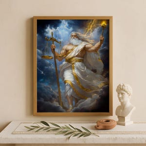 Zeus Wall Art, King of the gods, Greek gods poster, Greek god decor, Greek gods wall art, Greek mythology, Greek god Zeus art