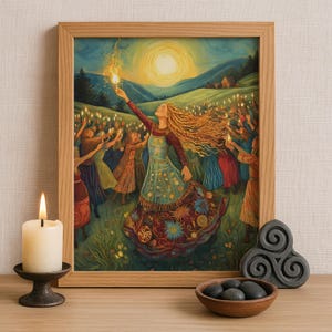 Brigid Celtic Goddess Wall Art, Irish Mythology Print, Goddess of Fire and Forge, Celtic Tonalism Decor, Sacred Feminine Pagan Artwork