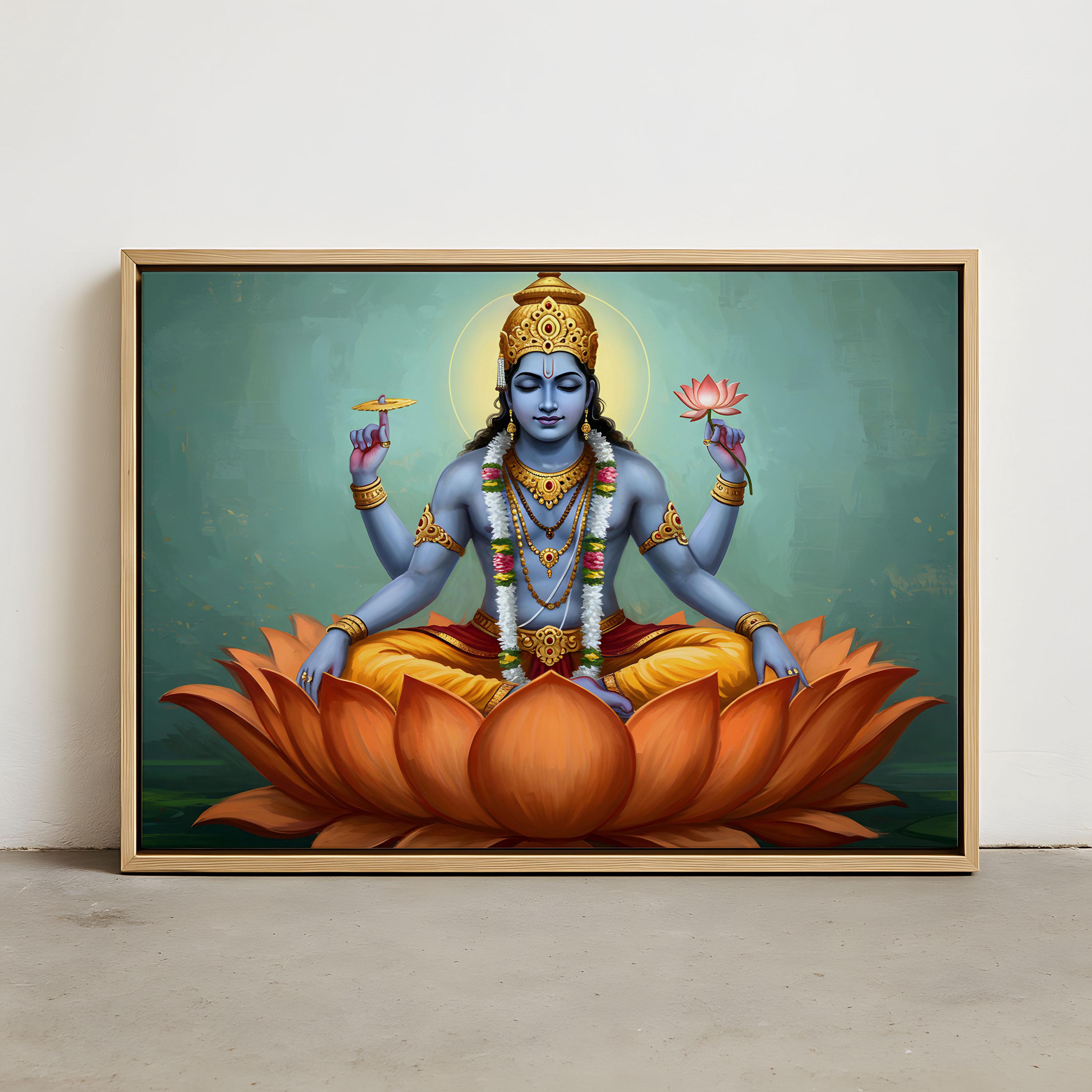 ビシュヌ　ヒンドゥの神々　額縁付　　　　　ビンテージポスター ビシュヌ ヒンドゥの神々 額縁付 ビンテージポスター ビシュヌ