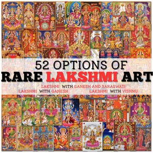 Lakshmi Wall Art – Hindu Goddess with Ganesh, Saraswati, or Vishnu | Poster or Canvas | Indian Spiritual Decor for Temple or Home