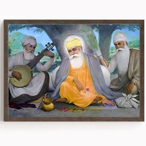 Sikh Art | Guru Nanak Dev | First Sikh Guru from 1469 to 1539 | Religious Art | Vintage Art painting | Print | Canvas