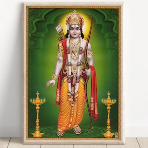 Ram, Rama, Lord Ram, Hindu God,  Hindu God Wall Art, Indian God, Canvas, Poster Print