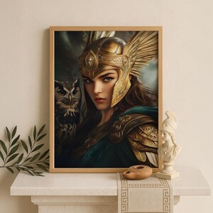 Athena Wall Art, Goddess Athena Canvas, Greek Goddess of the War, Greek Mythology Poster, Ancient Greece Poster, Divine Feminine Decor