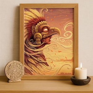 Aztec Wall Art, Ehecatl Art, Aztec God of Wind Decor, Aztec Mythology Artwork, Mexican Aztec Art, God of Breeze and Air