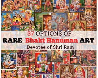 Ram Hanuman Wandbild - Hinduistisches Poster oder Leinwand | Bhakt Hanuman mit Lord Ram | Indische spirituelle Dekoration für Haus oder Tempel