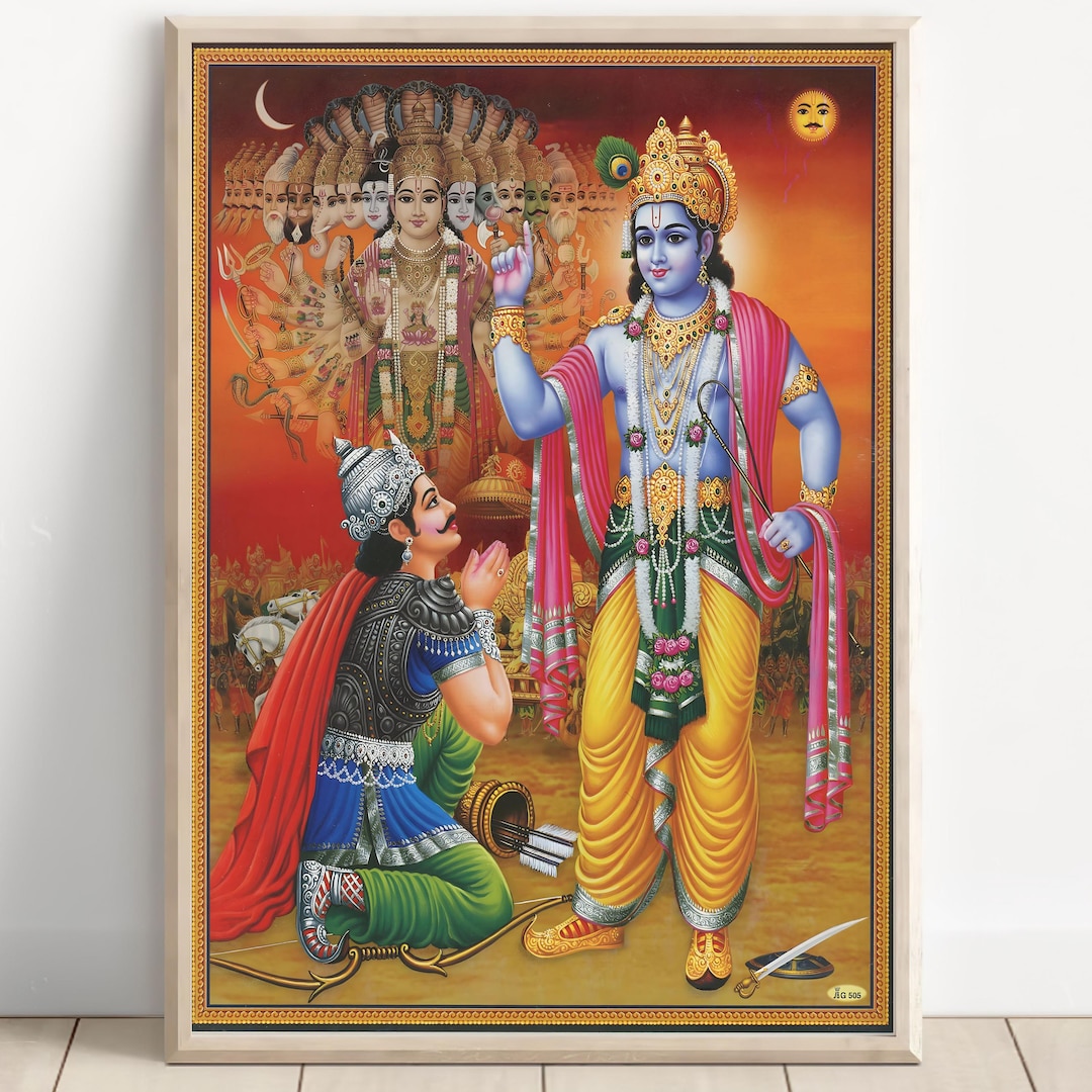 Krishna and Arjun, Mahabharat, Geeta, Krishna Painting, Krishna