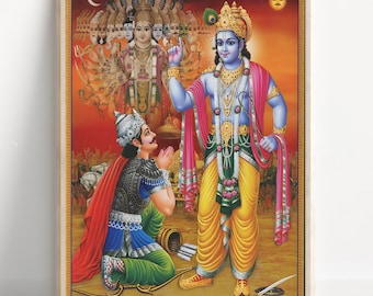 クルクシェトラのクリシュナ神とアルジュナのキャンバスプリント