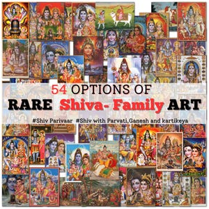 Shiv Parivaar Wall Art – Hindu God Family Poster or Canvas | Shiva, Parvati, Ganesha Art | Indian Spiritual Decor for Home or Temple