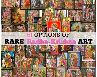 Leinwand - Radha Krishna - Hinduistisches Göttliches Paar | Love & Devotion Dekor für Tempel, Meditationsraum oder Zuhause