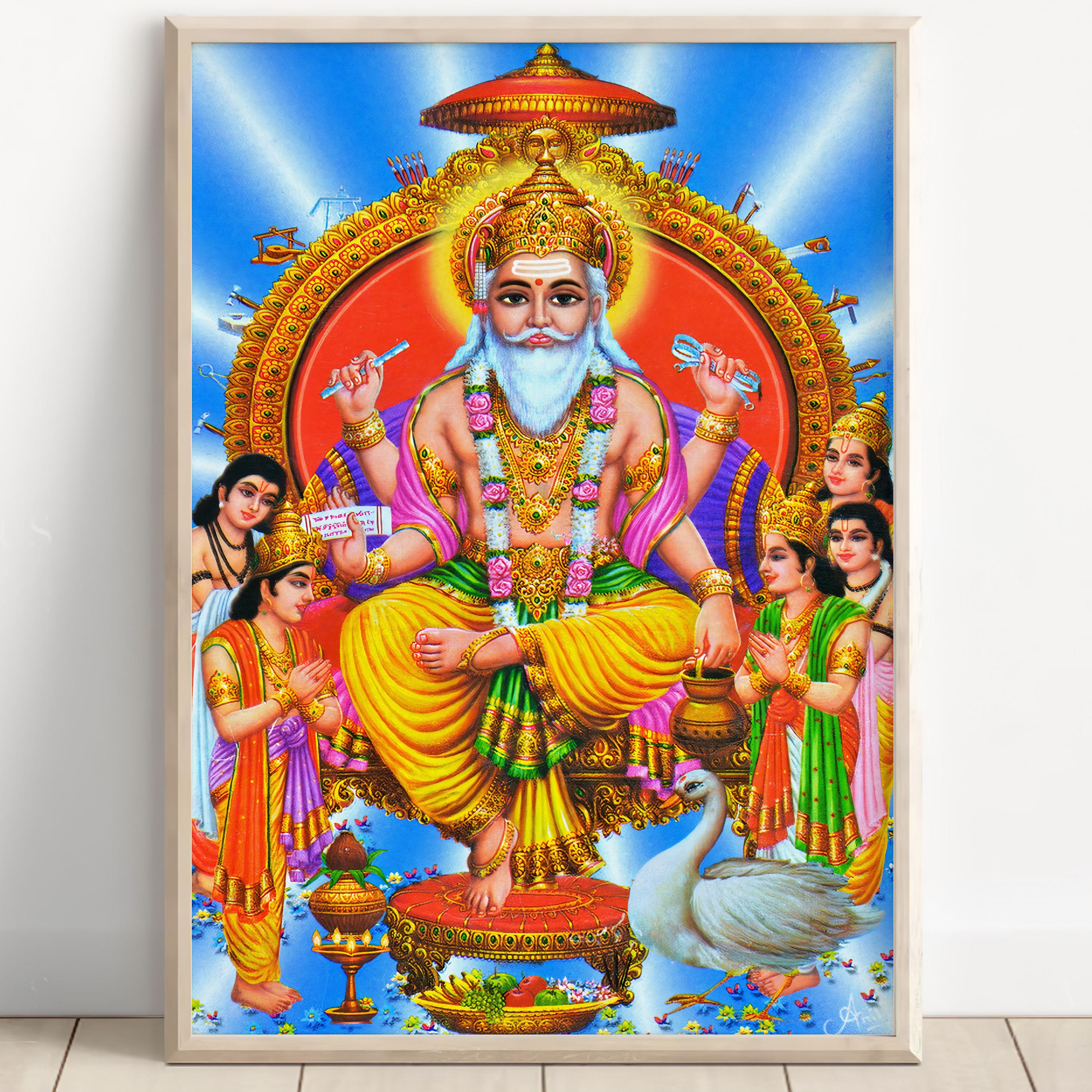 Hindu God Wall Art, Brahma, Lord Vishvakarma, Indian God, Poster Print,  Canvas Print - Etsy New Zealand, image size:3000x3000