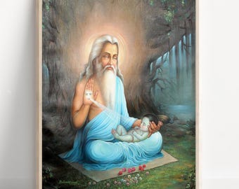 Arte de parede de deus hindu, Valmiki, deus indiano, impressão de pôster, impressão em tela