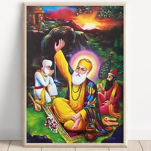 Guru Nanak Rare Vintage Print, Sikh Art, First Sikh Guru from 1469 to 1539, Vintage Sikh Art, Guru Nanak Poster, Guru Nanak Canvas
