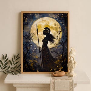 Athena Wall Art, Goddess Athena Canvas, Greek Goddess of the War, Greek Mythology Poster, Ancient Greece Poster, Divine Feminine Decor